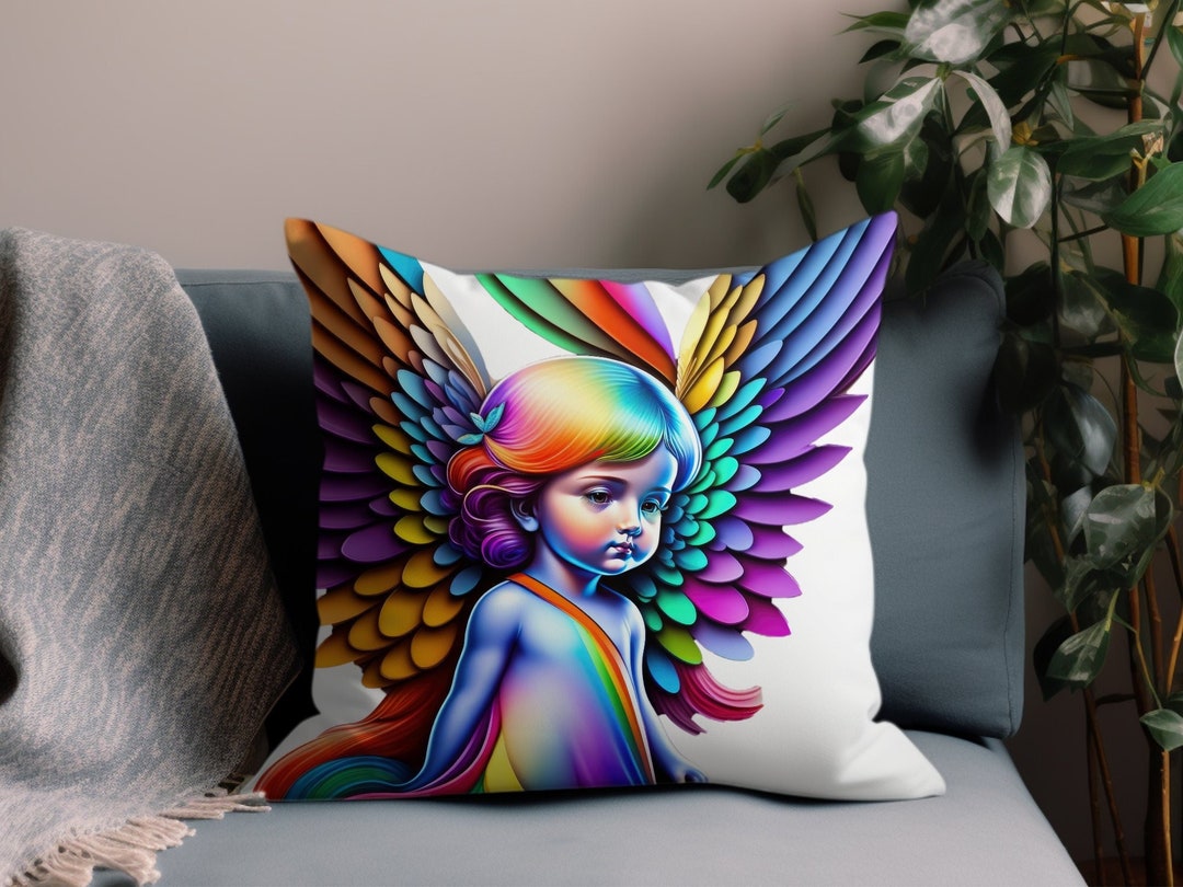 Guardian Angel Pillow Case, Nursery Home Decor, Decorative Pillow Case