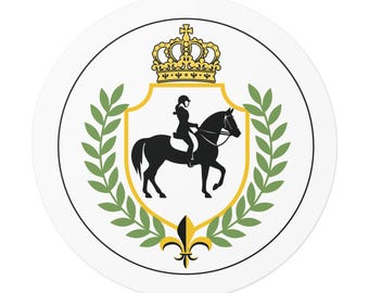 Equestrian Rider Vinyl Sticker: Crown & Laurel Horse Decal