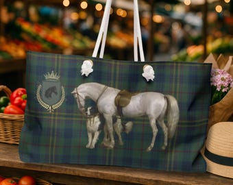 Equestrian Weekender Bag, Horse & Dog Design Travel Tote