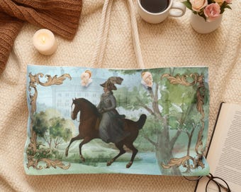 Vintage Equestrian Art Weekender Bag, Horse Tote Bag