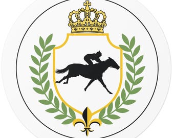 Equestrian Racing Crown & Laurel Round Vinyl Decals, Horse Stickers, Horseback Rider Decals