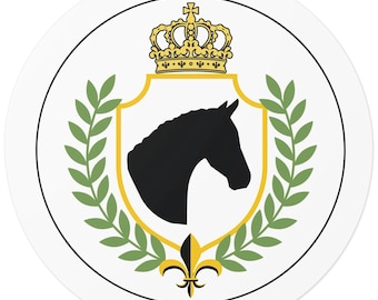 Equestrian Horse Head Crown & Laurel Vinyl Sticker