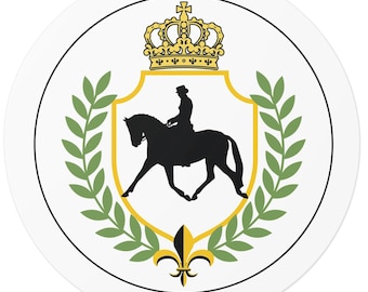 Equestrian Dressage Rider Vinyl Sticker: Crown & Laurel Design