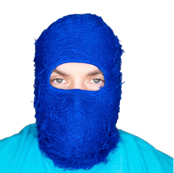 TELOPLAN テーロプラン Atitaya balaclava ブルー BLUE Fuzzy Shiesty Balaclava Distressed Knitted Full Face Ski Mask