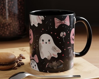 Halloween Ghost Mug, Spooky Coffee Cup, White Ghost Fall Decor