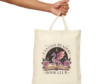 Fantasy Readers Dragon Cotton Canvas Tote Bag | Book Lover Gift