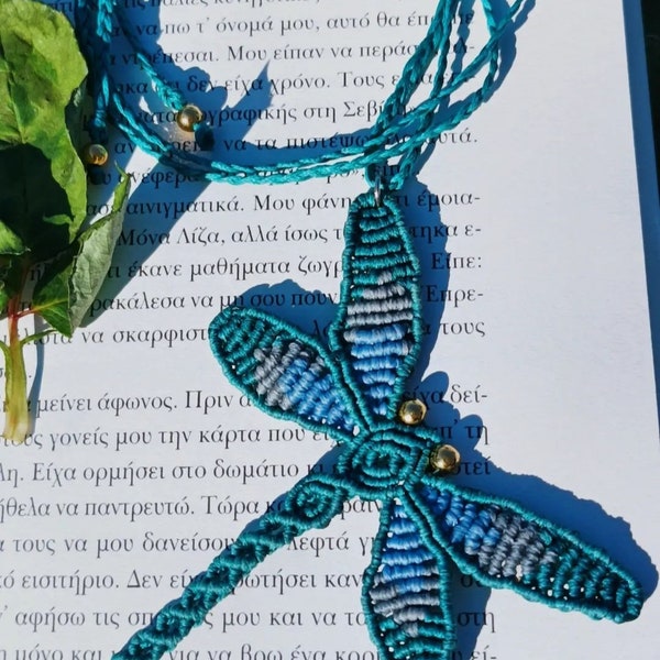 Macrame Dragonfly Necklace by LeSoleilHandmade