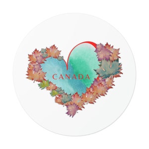 I Heart Canada Vinyl Stickers Aquarel Artist Stickers Maple Leaf Multicolor Leaves Heart Sticker Fall Leaves Sticker Autumn Leaves