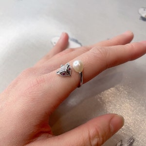925er Silber Naturperlenring / Meditation / Achtsamkeit / Geburtstag / Jubiläum / Hochzeit / Freundschaft / kleiner Fuchs