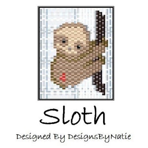 Sloth Bead Pattern, Brick Stitch Pattern, Beaded Jewelry Charm Accessories, PDF Digital Download