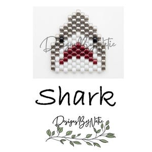 Shark Bead Pattern, Brick Stitch, Beaded Charm Accessories, PDF Digital Download