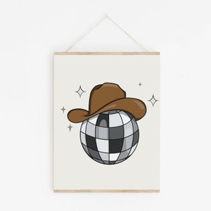 Disco Cowboy Retro Art Print | Western Art Print, 70s Art, Trendy Retro Wall Art, Western Wall Art Prints, Cowboy Hat Art, Retro Pop Art