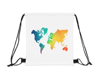 mappa del mondo colorata - Borsa con coulisse per esterni