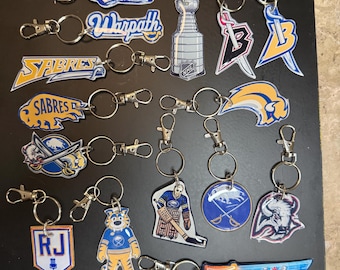 Hand-made, Buffalo hockey, resin keychains. Many designs to choose from.