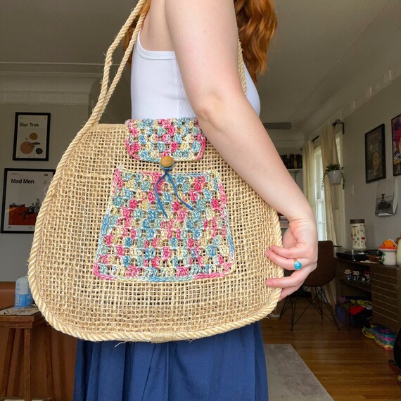 70s Vintage Straw Beach Bag Gem
