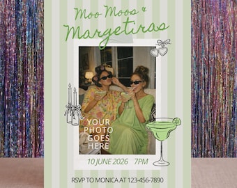 Margarita Party Invitation | Girls Night Photo Invite (Canva Editable)
