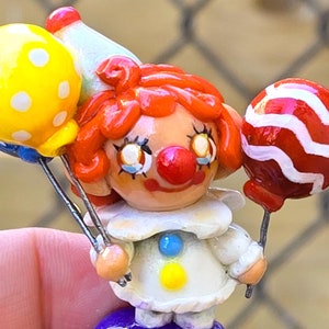 Clay Clown Sculpture, OOAK Polymer Clay Figurine, Handmade Circus Figure