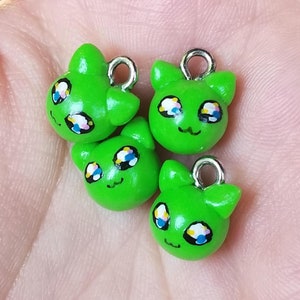 Alien Cat Charm, Handmade Clay Keychain
