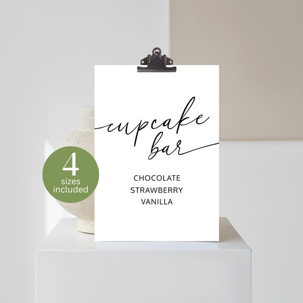 Minimalist Cupcake Bar Sign, Cup Cake Sign, DIY Wedding, Printable Dessert Sign, Modern Table Top Sign, Uncluttered Sign, Fairy Cake YH003