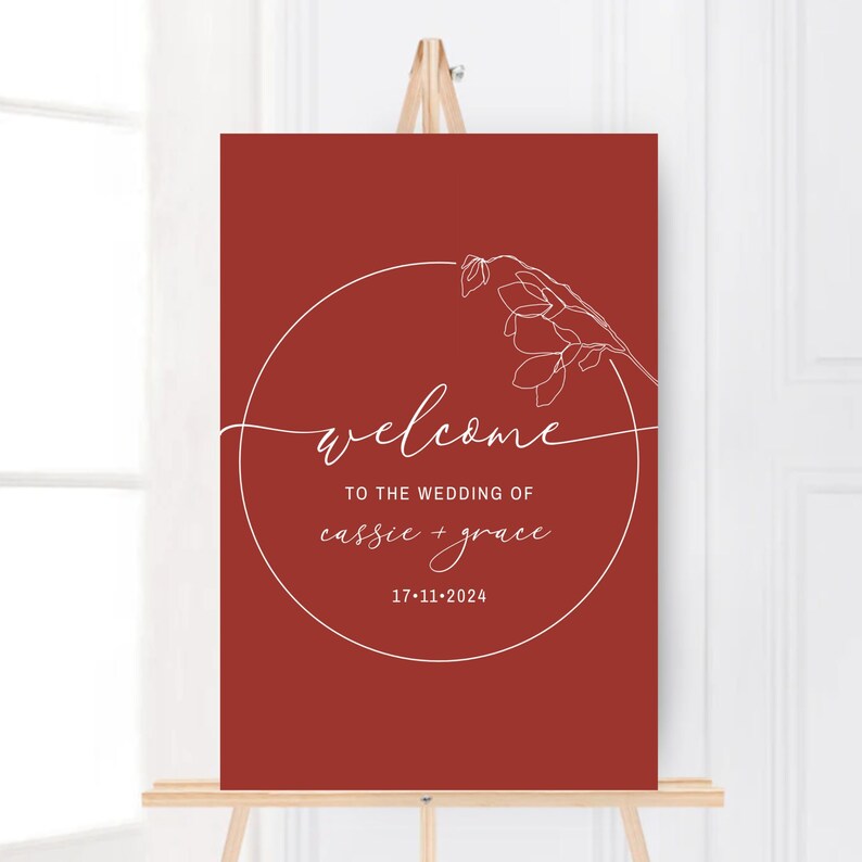 Rust Welcome to Our Wedding Sign Magnolia Flower Minimalist - Etsy
