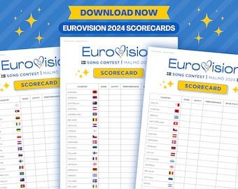 Eurovision 2024 Scorecards | Semi-Finals & Grand Final | Eurovision Song Contest Party Game | Eurovision Game Night | Malmö 2024 | Printable