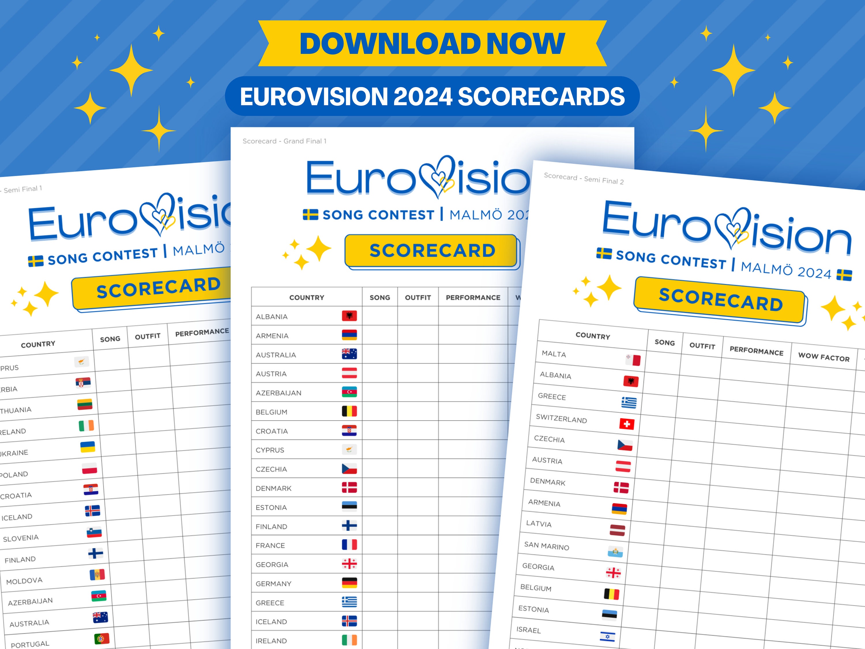 Eurovision 2024 Scorecards Semifinals & Grand Final Eurovision Song