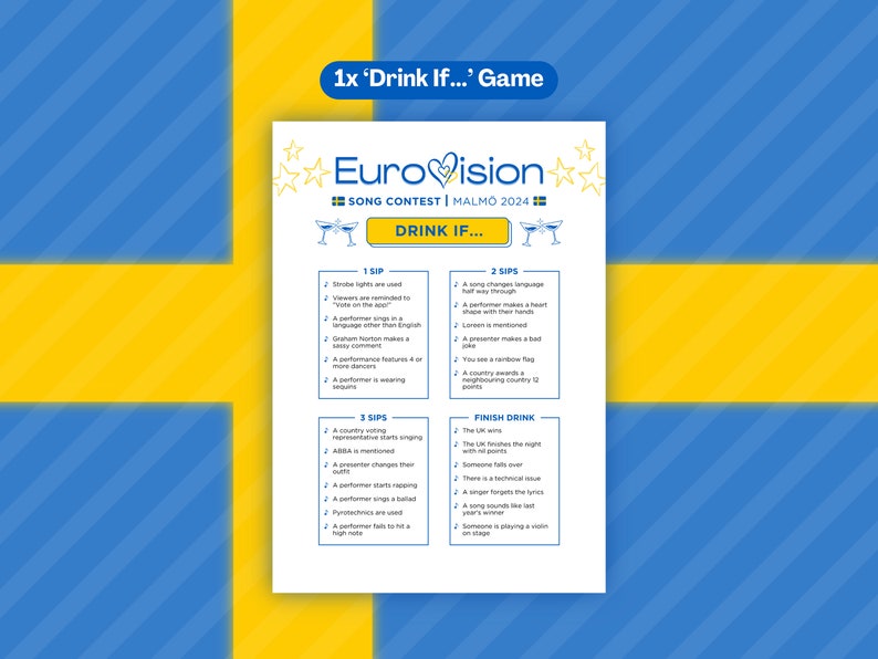 Eurovision 2024 Party Pack Party Bundle Eurovision Song Contest Party Game Eurovision Game Night Family Party Game ESC Malmö 2024 image 4