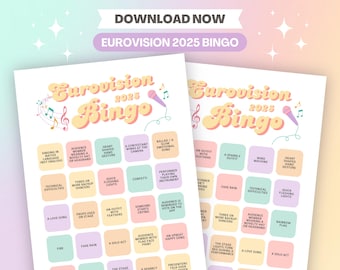 Eurovision 2025 Bingo Sheets (15 Player Cards) | Eurovision Song Contest Party Game | Eurovision Game Night | Printable | Basel 2025