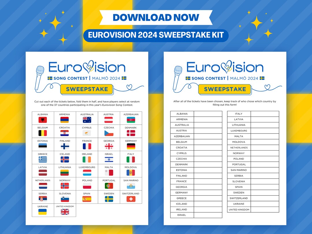 Eurovision 2025 Sweepstake Kit Raffle Eurovision Song Contest Party