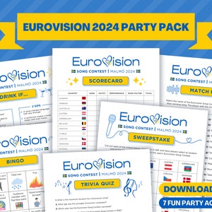 Eurovision 2024 Party Pack Party Bundle Eurovision Song Contest Party Game Eurovision Game Night Family Party Game ESC Malmö 2024 image 1