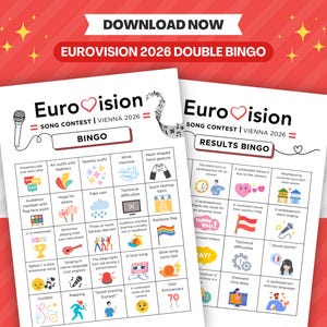 Eurovisie 2026 bingo dubbelpakket (2 bingogames) | Digitale download