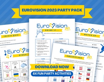 Eurovision 2023 Party Pack | Eurovision Song Contest Party Game | 6 Game Bundle | Eurovision Game Night | Family Party Game | Liverpool 2023