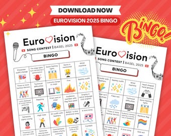 Eurovision 2025 Bingo Sheets (15 Player Cards) | Eurovision Song Contest Party Game | Eurovision Game Night | Family Party Game | Basel 2025