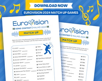Eurovision 2024 Match Up Game | Eurovision Song Contest Party Game | Eurovision Game Night | Family Party Game | Malmö 2024 | ESC Printable