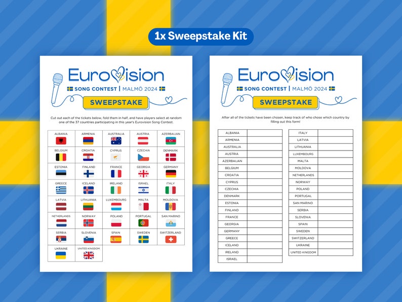 Eurovision 2024 Party Pack Party Bundle Eurovision Song Contest Party Game Eurovision Game Night Family Party Game ESC Malmö 2024 image 6