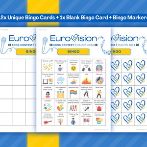 Eurovision 2024 Party Pack Party Bundle Eurovision Song Contest Party Game Eurovision Game Night Family Party Game ESC Malmö 2024 image 5