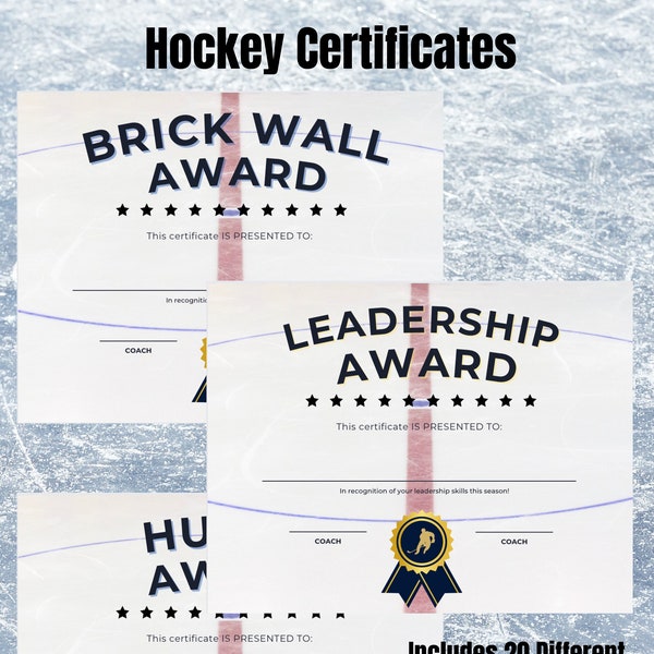 Récompenses/Certificats de hockey Téléchargement numérique/Imprimables