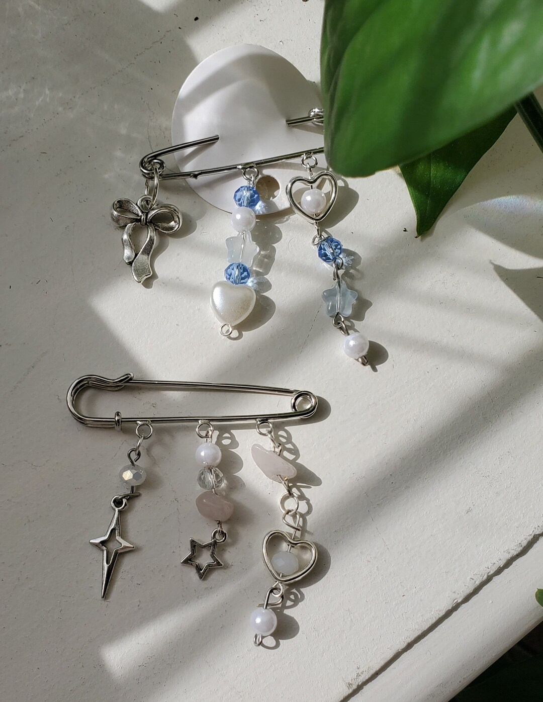 Silver Safety Pin Bag Pin Blue Pink Etsy