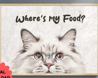 Arte mural de gato Ragdoll / Impresión divertida de gato / Póster de gatito adorable / Decoración de gato con descarga digital / Idea de regalo de gato Ragdoll / Arte caprichoso de gato