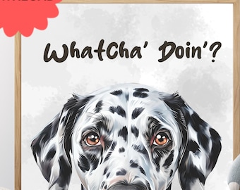 Arte mural de dálmatas / Impresión divertida de perros / Póster de cachorro adorable / Decoración de perros con descarga digital / Idea de regalo de dálmatas / Arte caprichoso de perros