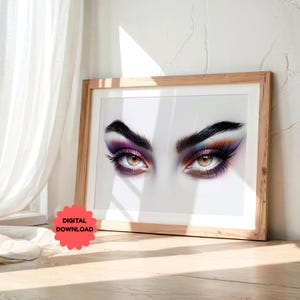 Hazel Eyes Digital Wall Art Colorful Eye Makeup Close-Up Print Feminine Beauty Poster Makeup Wall Decor Modern Printable Art