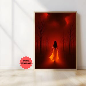Lonely Road Art Bundle 3 Variations Fantasy Woman Walking in Woods Surreal Landscape Print Spooky Gothic Home Decor