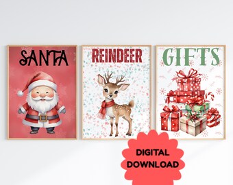 Juego de 3 impresiones de arte mural navideño (descargas digitales)