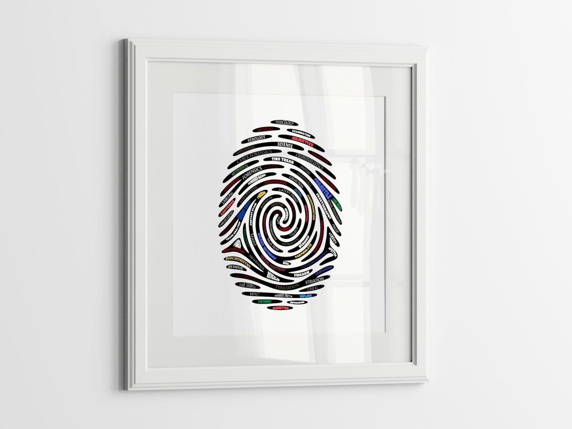Forensic Fingerprint Typography Wall Art Printable Crime Science Poster ...
