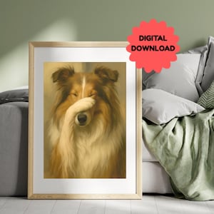 Collie Pet Printable Dog Humor Cute Dog Lovers Printable Animal Lovers Dog Whimsical Pet Wall Art Dog Print