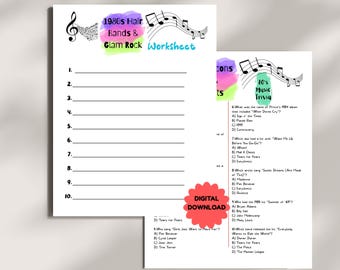 80’s Music Trivia Game Printable Retro 1980s Party Quiz Bundle Instant Download 80s Theme Party Game 10 Trivia Categories with Answer Keys