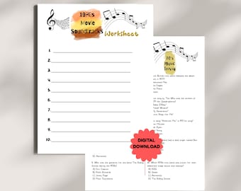 Printable 70’s Music Trivia Game Bundle 100 Questions with Answer Keys & Worksheets Retro Party Quiz Instant Digital Download