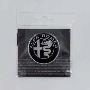 Alfa Romeo 3D Sticker  official Logo, Black and White, Diameter 51 mm