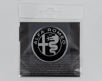 Alfa Romeo 3D Sticker official Logo, Black and White, Diameter 51 mm