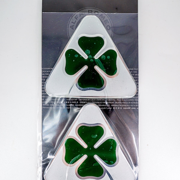 Alfa Romeo Official 3D Quadrifoglio Verde Stickers, Right + Left, 95 x 85 mm